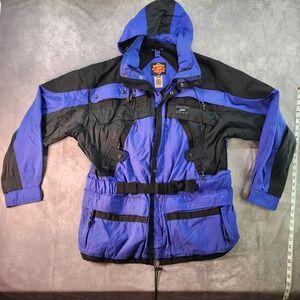 Vintage Boulder Lite Gear Mens Black Purple/Blue Hooded‎ Insulated Ski Jacket L